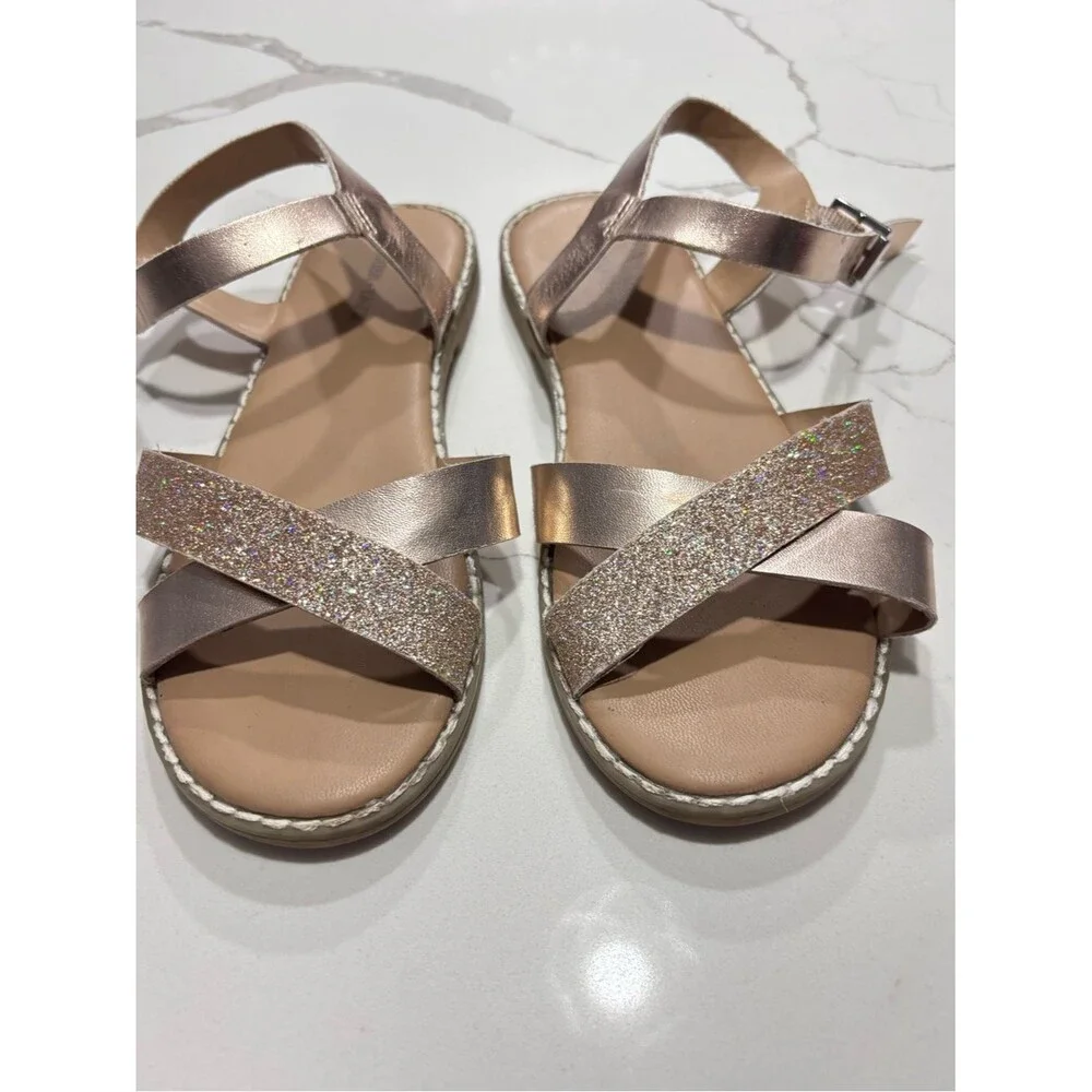 Tucker + Tate Rose Gold Glitter Cross-Strap Summer Formal Sandals Little Girls 2